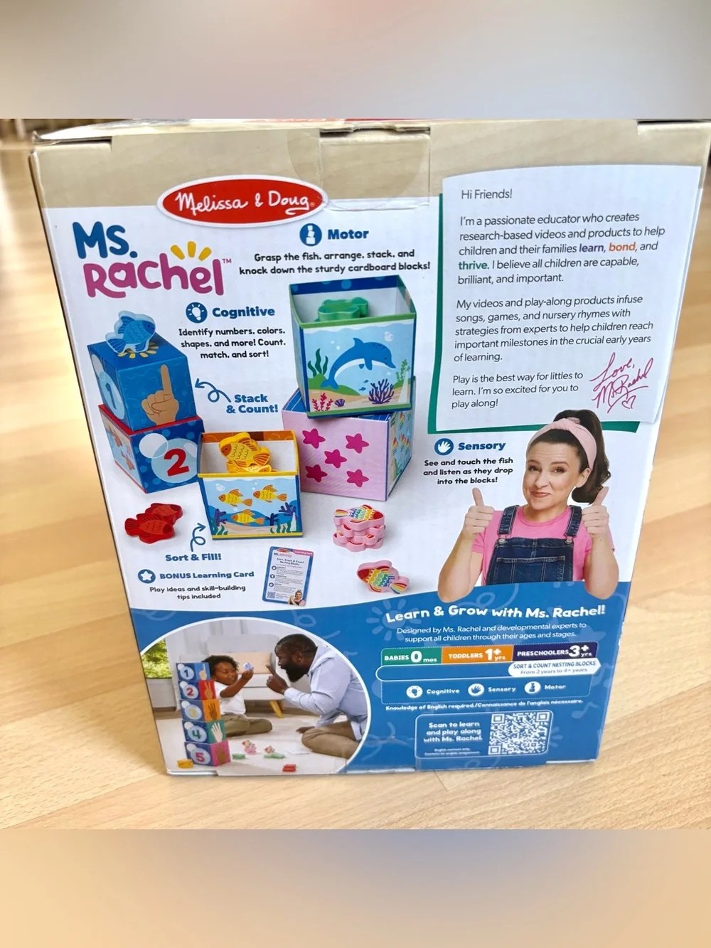 Melissa & Doug Ms. Rachel Sort & Count Nesting & Stacking Blocks w/ Wooden Fish
